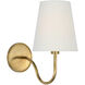 Amber Lewis Lyndsie LED 6 inch Hand-Rubbed Antique Brass Cordless Sconce Wall Light in Linen, Small