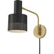 Casey 16.75 inch 10 watt Lacquered Brass and Black Swing Arm Sconce Wall Light in Lacquered Brass with Black