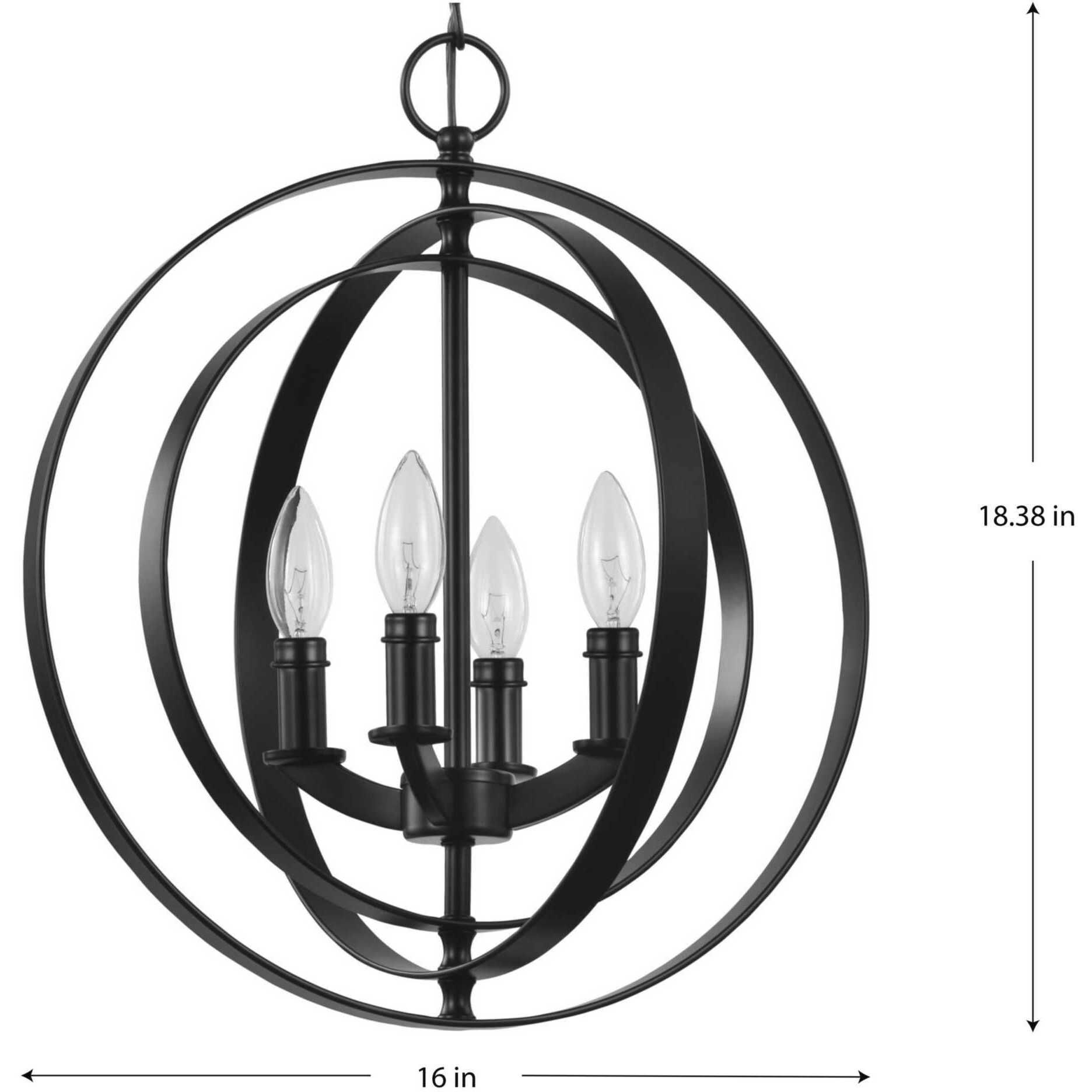 Equinox 4 Light Matte Black Pendant Ceiling Light