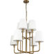 Alora Mood Plisse 8 Light 30 inch Aged Gold/Opal Matte Glass Chandelier Ceiling Light