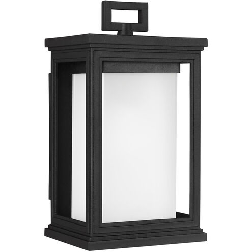 Terni 1 Light 12 inch Textured Black Outdoor Wall Lantern, White Opal Glass