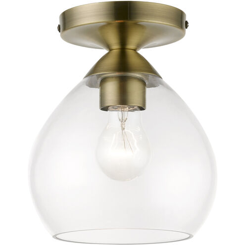 Catania 1 Light 7 inch Antique Brass Semi-Flush Ceiling Light