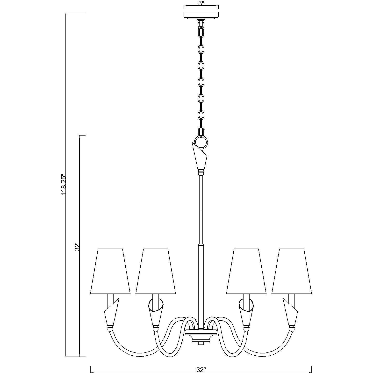 Claudelle 6 Light 32 inch Matte Black Chandelier Ceiling Light