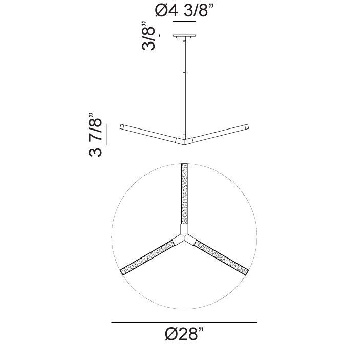 Asterisk LED 28 inch Matte Black and Aged Gold Brass Pendant Ceiling Light