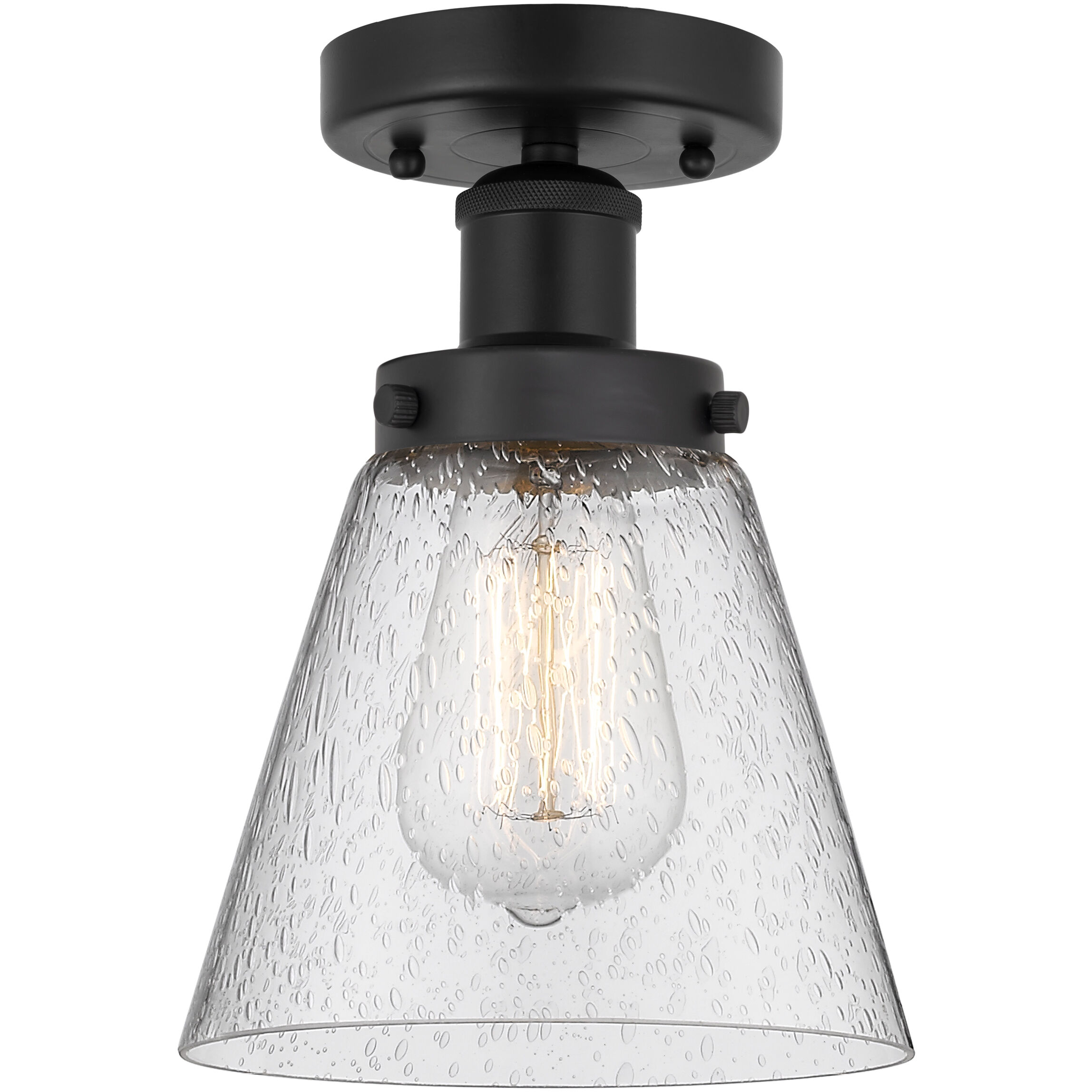 Cone 1 Light 6.5 inch Matte Black Semi-Flush Mount Ceiling Light