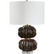 Jaudon 24.5 inch 150 watt Dark Bronze and Chocolate and Clear Crystal and Brass Table Lamp Portable Light