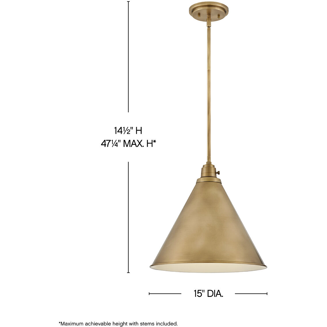 Arti 1 Light 15 inch Heritage Brass Pendant Ceiling Light