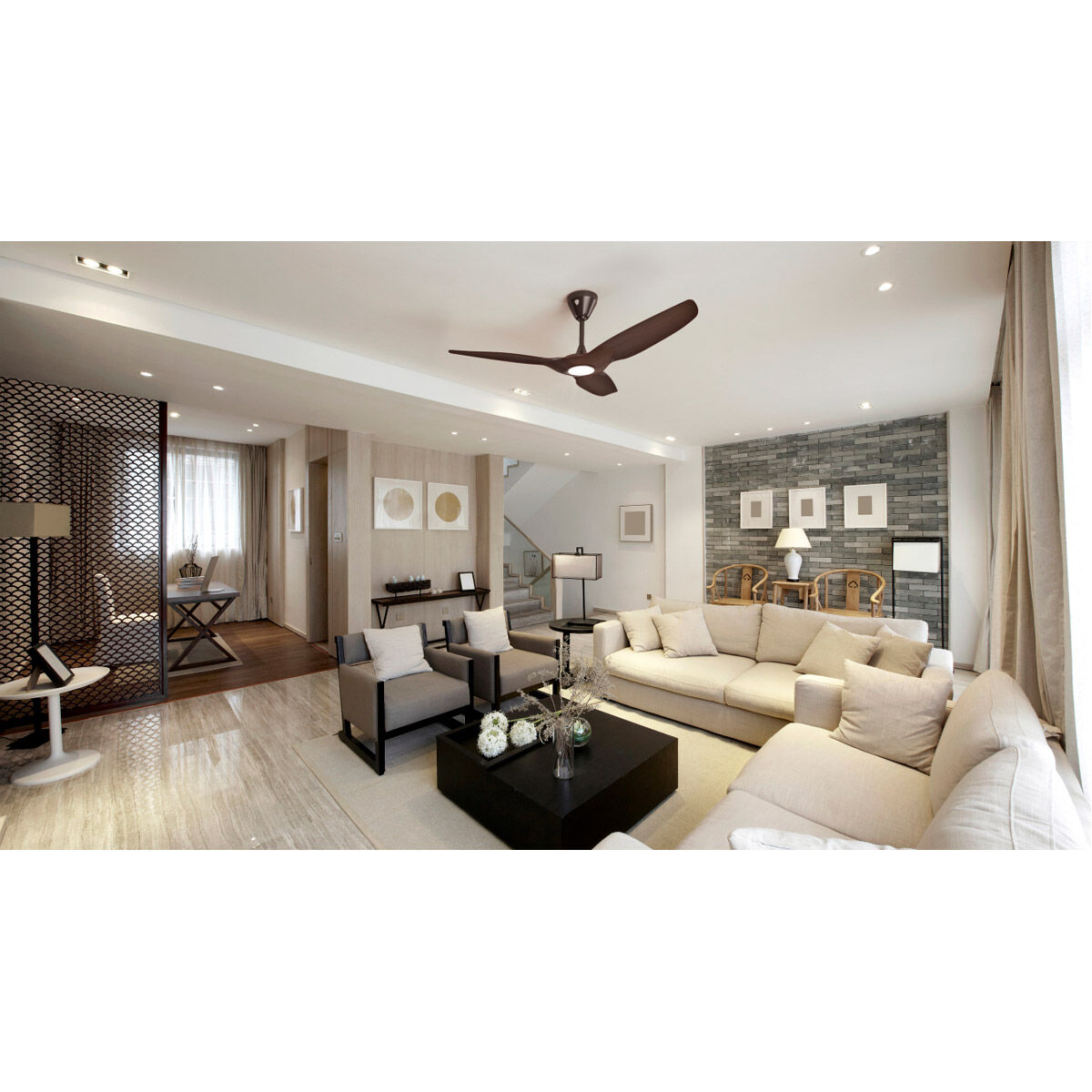 Haiku L 52 inch Black with Cocoa Bamboo Blades Indoor
