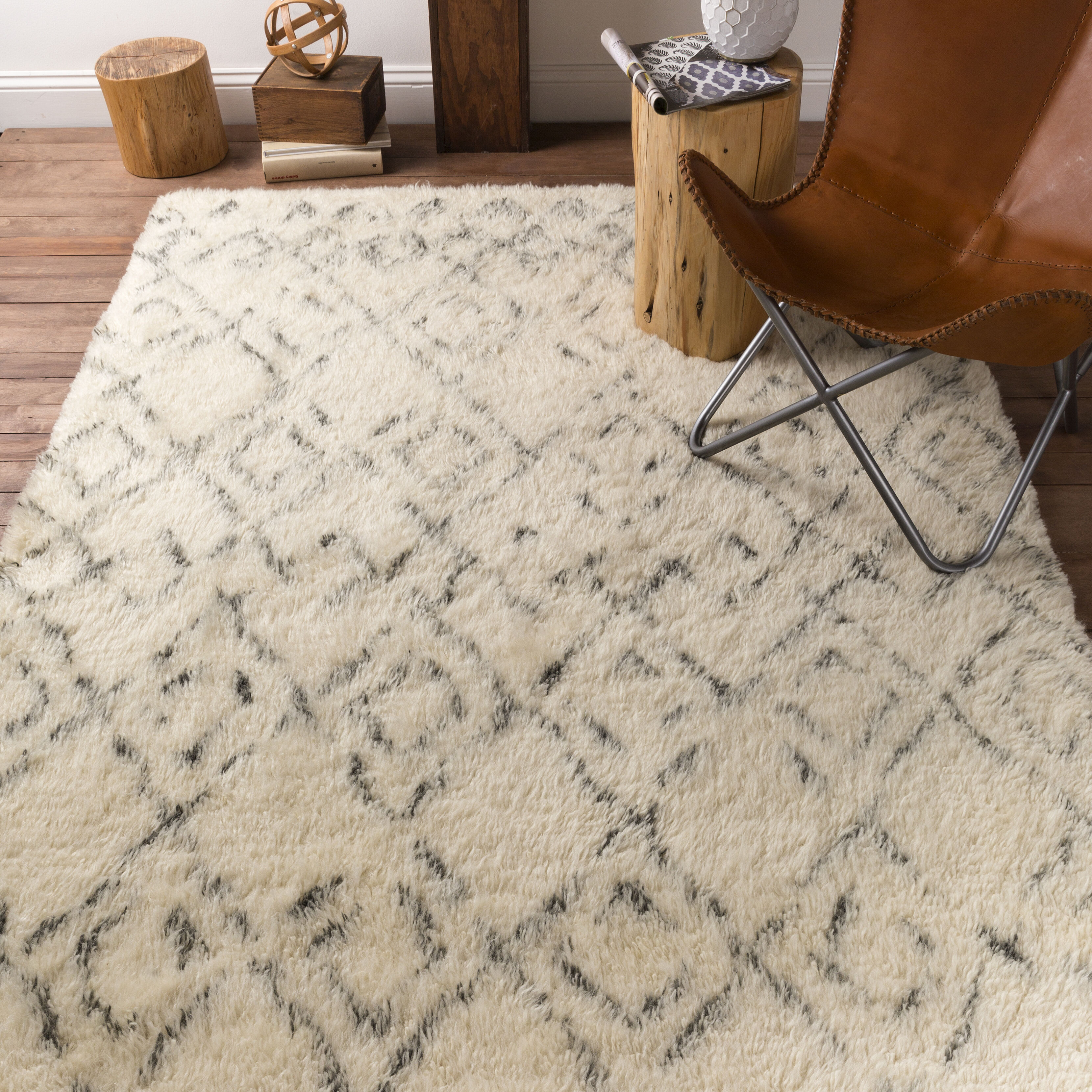 Tasman 36 X 24 inch Cream/Dark Green Rugs, Wool