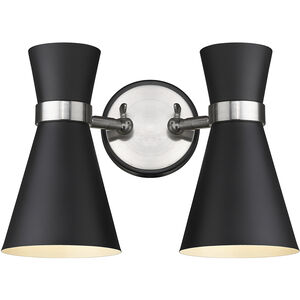 Soriano 2 Light 12 inch Matte Black and Brushed Nickel Wall Sconce Wall Light