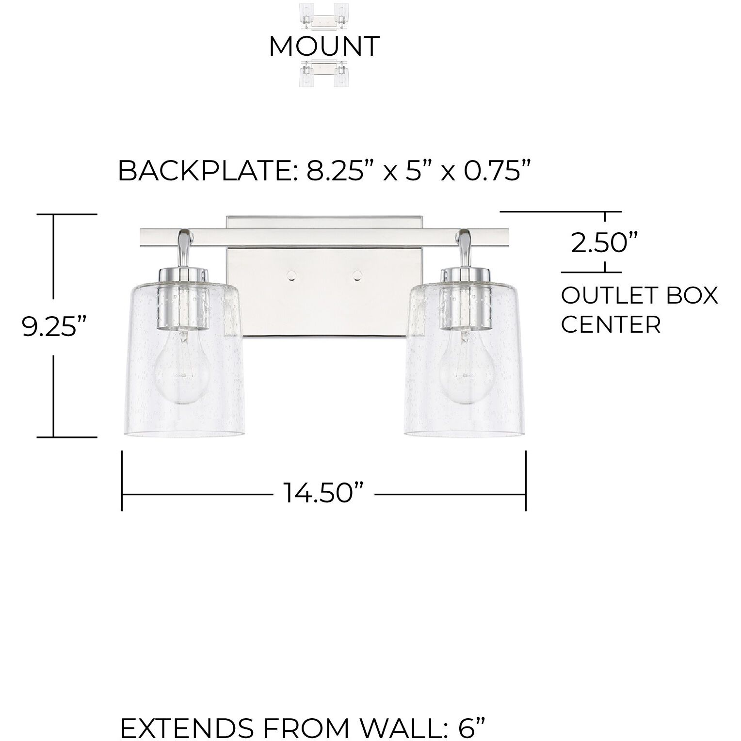 Greyson 2 Light 15 inch Chrome Vanity Light Wall Light