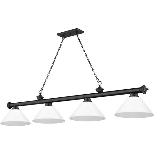 Cordon 4 Light 81.25 inch Matte Black Billiard Ceiling Light in White Plastic
