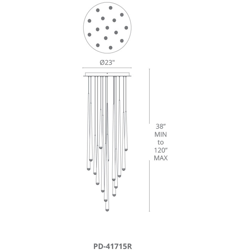 Cascade LED 23 inch Polished Nickel Multi-Light Pendant Ceiling Light in 15, Round, 37in.