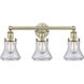 Bellmont 3 Light 24.5 inch Antique Brass and Clear Bath Vanity Light Wall Light