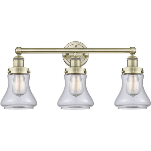 Bellmont 3 Light 24.5 inch Antique Brass Bath Vanity Light Wall Light in Clear