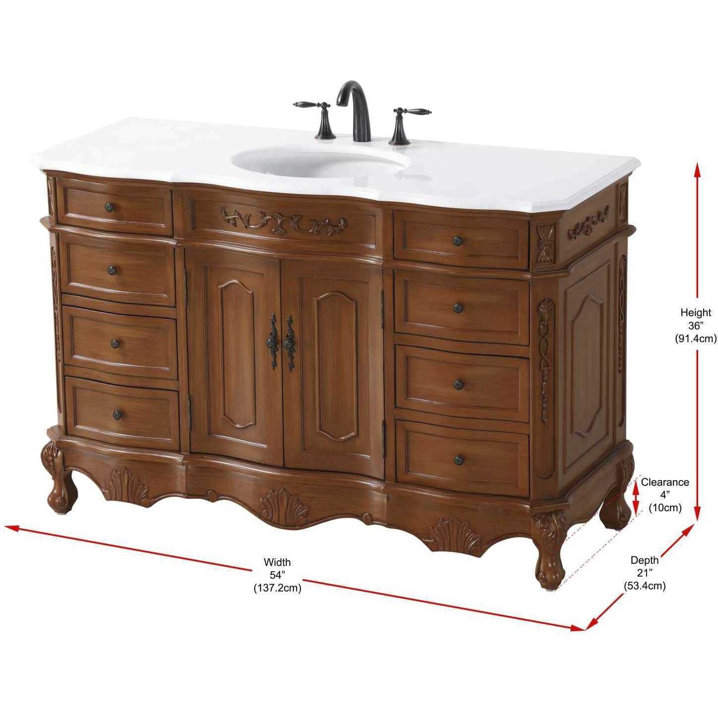Danville 54 X 36 inch Teak Bathroom Vanity Cabinet