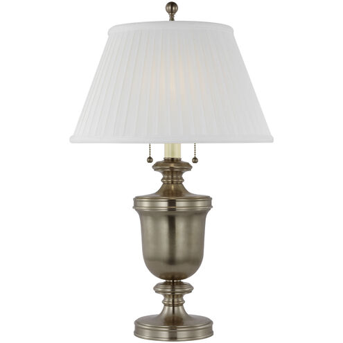 Chapman & Myers Classical Urn 24 inch 40 watt Antique Nickel Table Lamp Portable Light in Silk Pleat, Medium