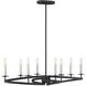 Monteray 8 Light 38 inch Black with Satin Nickel Linear Chandelier Ceiling Light