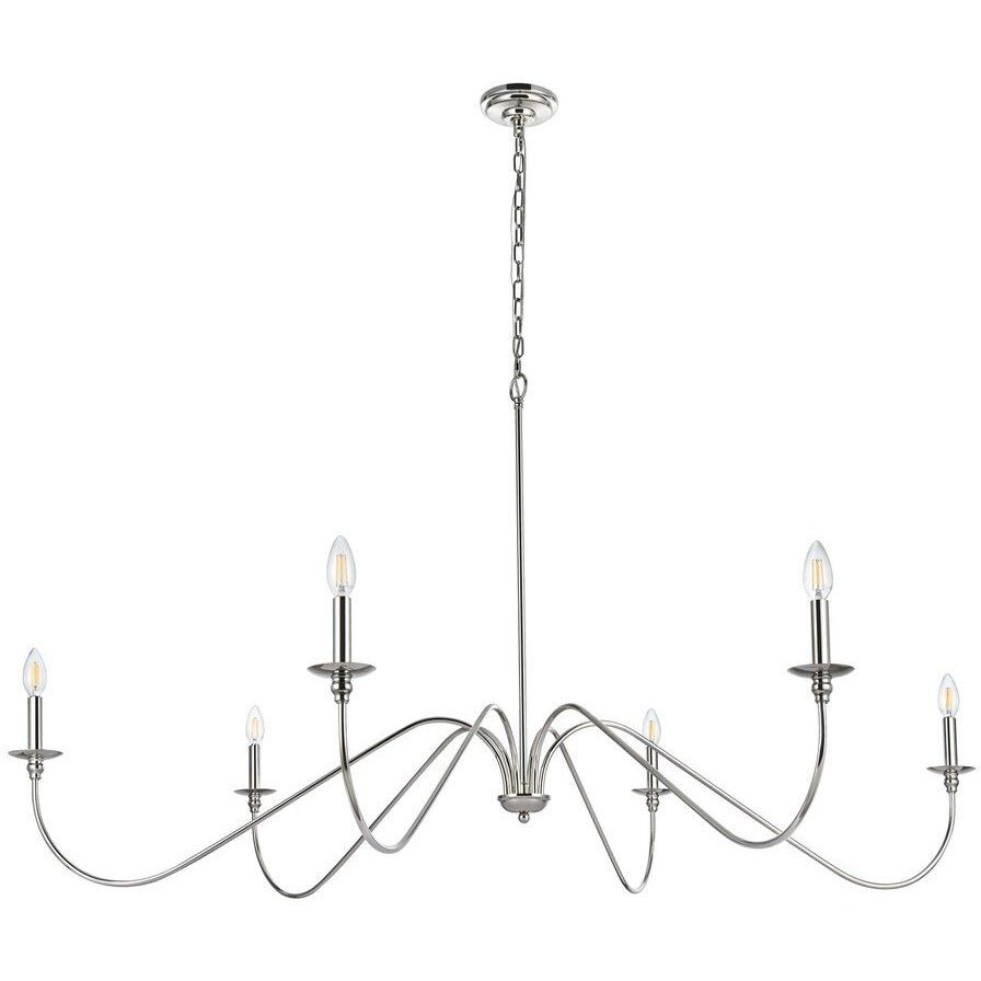 Living District LD5056D60PN Rohan 6 Light 60 inch Polished Nickel ...