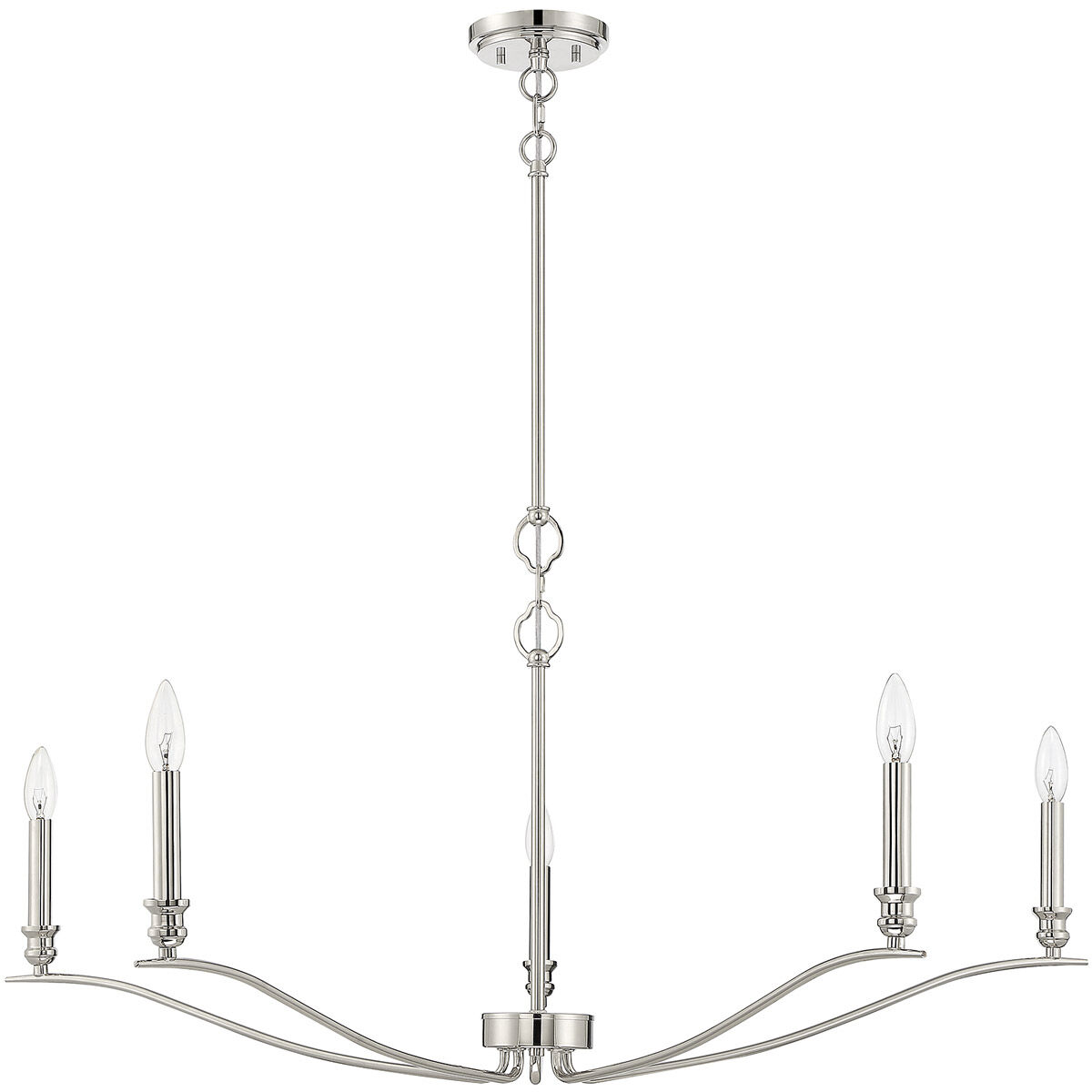 Transitional 5 Light 42 inch Polished Nickel Chandelier Ceiling Light
