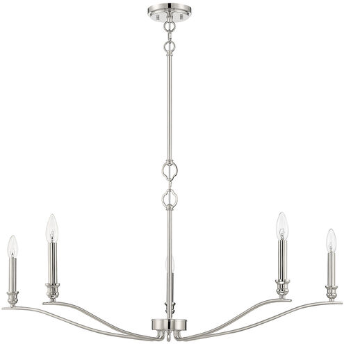 Transitional 5 Light 42 inch Polished Nickel Chandelier Ceiling Light