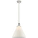 Ballston X-Large Cone LED 8 inch White and Polished Chrome Pendant Ceiling Light in Matte White Glass