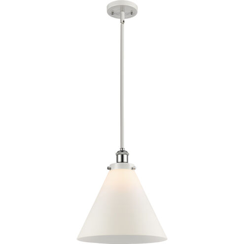 Ballston X-Large Cone LED 8 inch White and Polished Chrome Pendant Ceiling Light in Matte White Glass