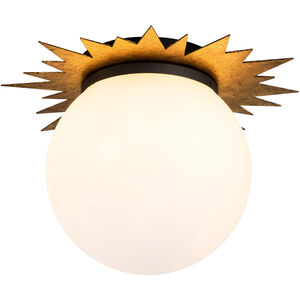 Soleil 3 Light WZC+Gold Bath/Flush Mounts Ceiling Light in Weather Zinc and Gold Leaf with Antique