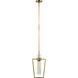 Ian K. Fowler Presidio LED 9.25 inch Hand-Rubbed Antique Brass Caged Pendant Ceiling Light in Clear Glass, Petite