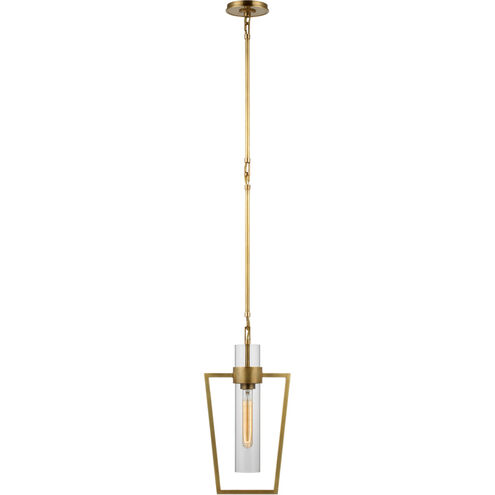 Ian K. Fowler Presidio LED 9.25 inch Hand-Rubbed Antique Brass Caged Pendant Ceiling Light in Clear Glass, Petite