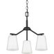 Vertex 3 Light 18 inch Matte Black Convertible Chandelier Ceiling Light