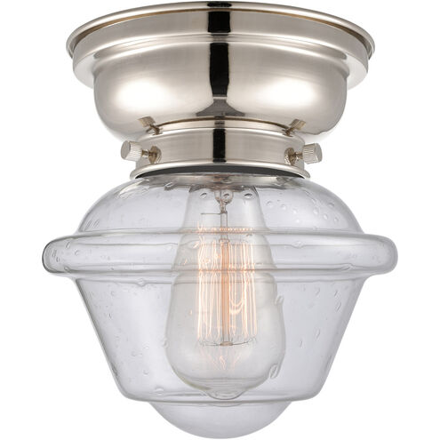Aditi Small Oxford LED 7.5 inch Polished Nickel Flush Mount Ceiling Light in Seedy Glass, Aditi