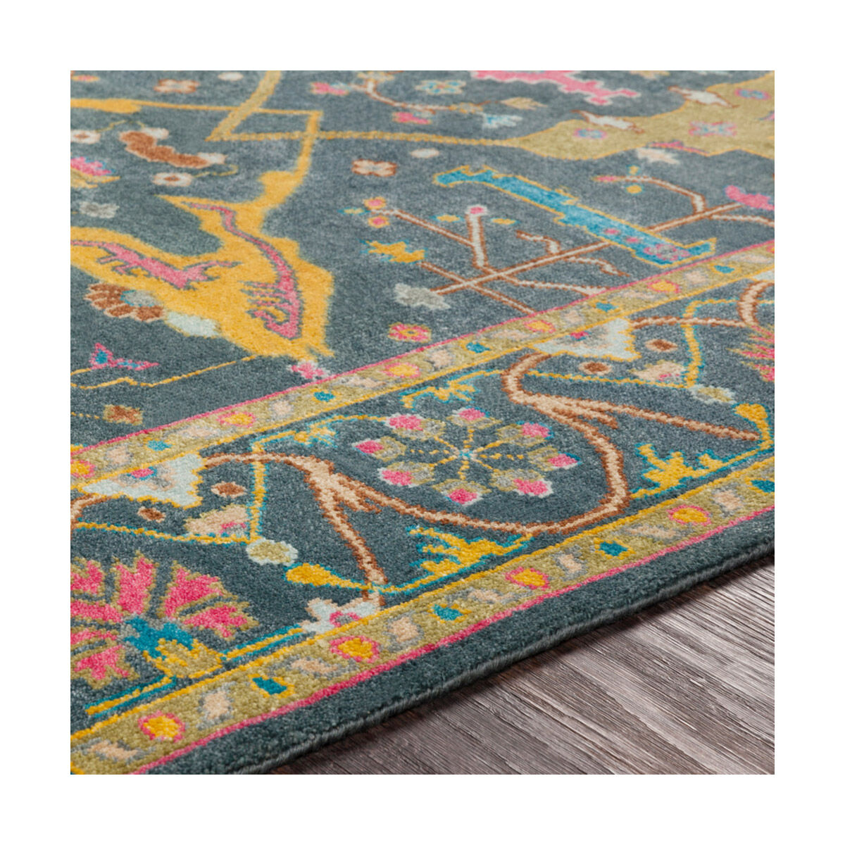 Antique 36 X 24 inch Navy/Mustard/Olive/Bright Pink/Dark Brown/Aqua Rugs, Rectangle