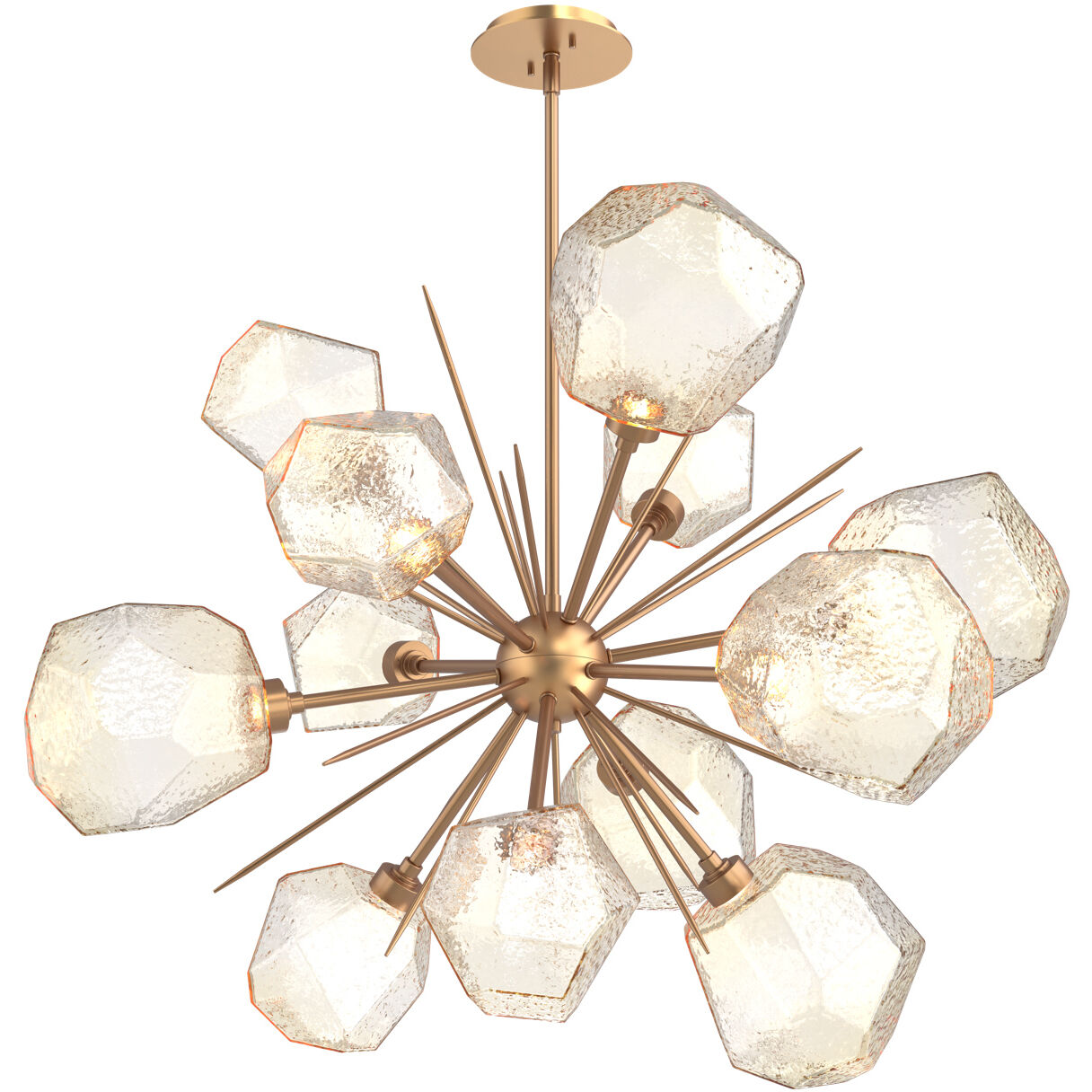 Gem LED 38.4 inch Novel Brass Chandelier Ceiling Light in 3000K LED, Amber, Starburst