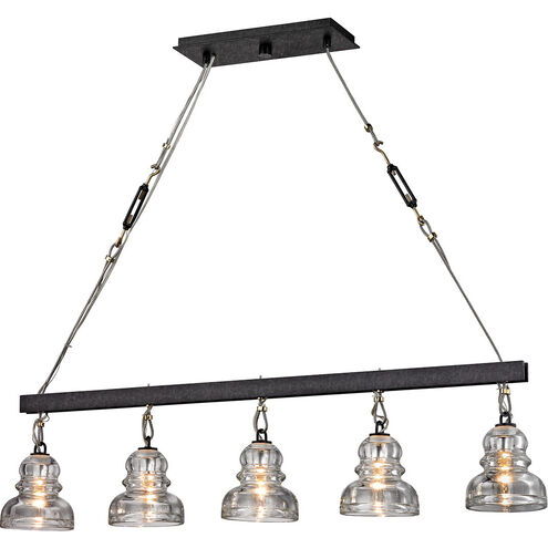 Menlo Park 5 Light 44.5 inch Textured Iron Linear Ceiling Light