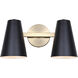 Harken 2 Light 15.5 inch Matte Black and Gold Vanity Light Wall Light