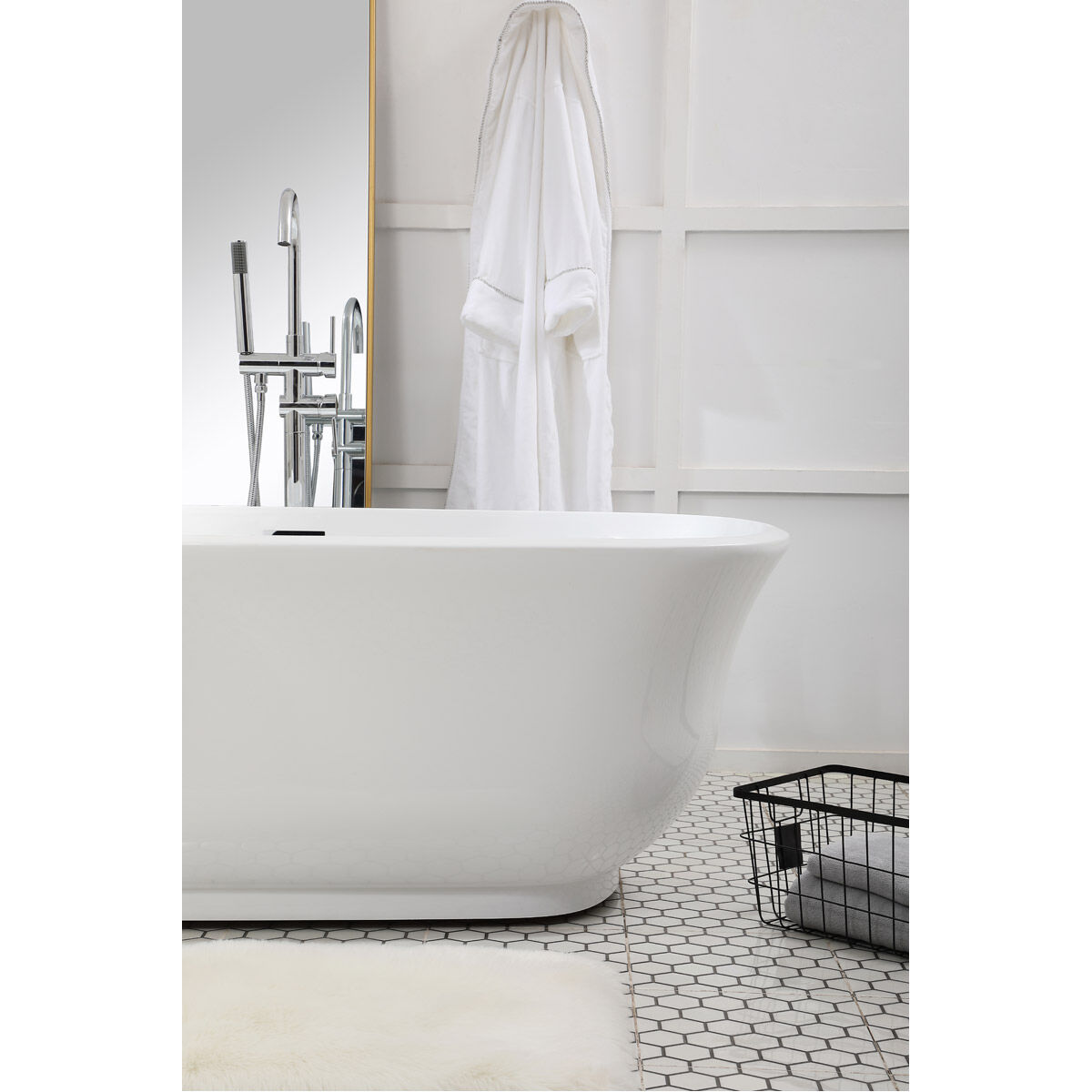 Coralie Glossy White and Chrome Bathtub