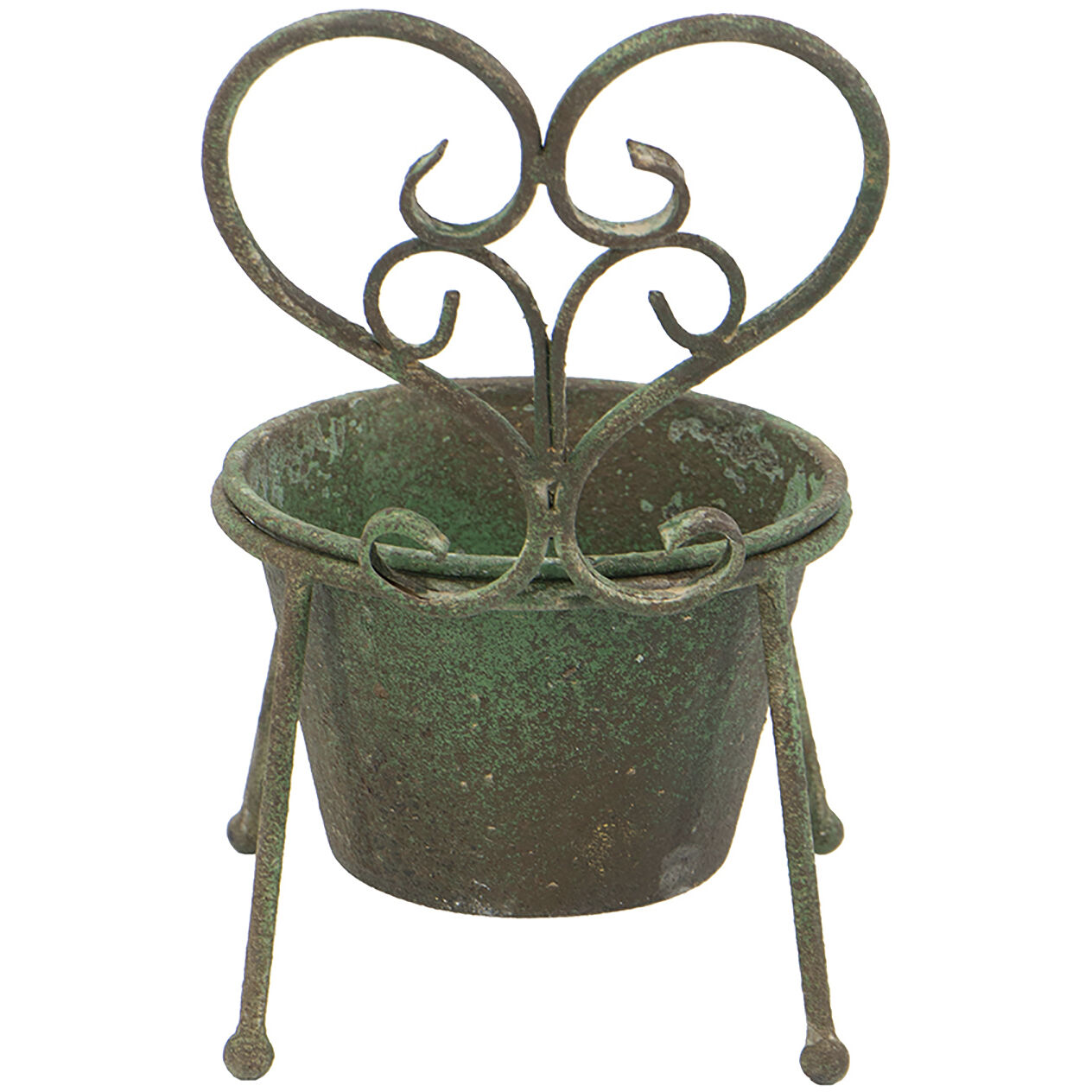Anita Distressed Green and Gray Plant Stand