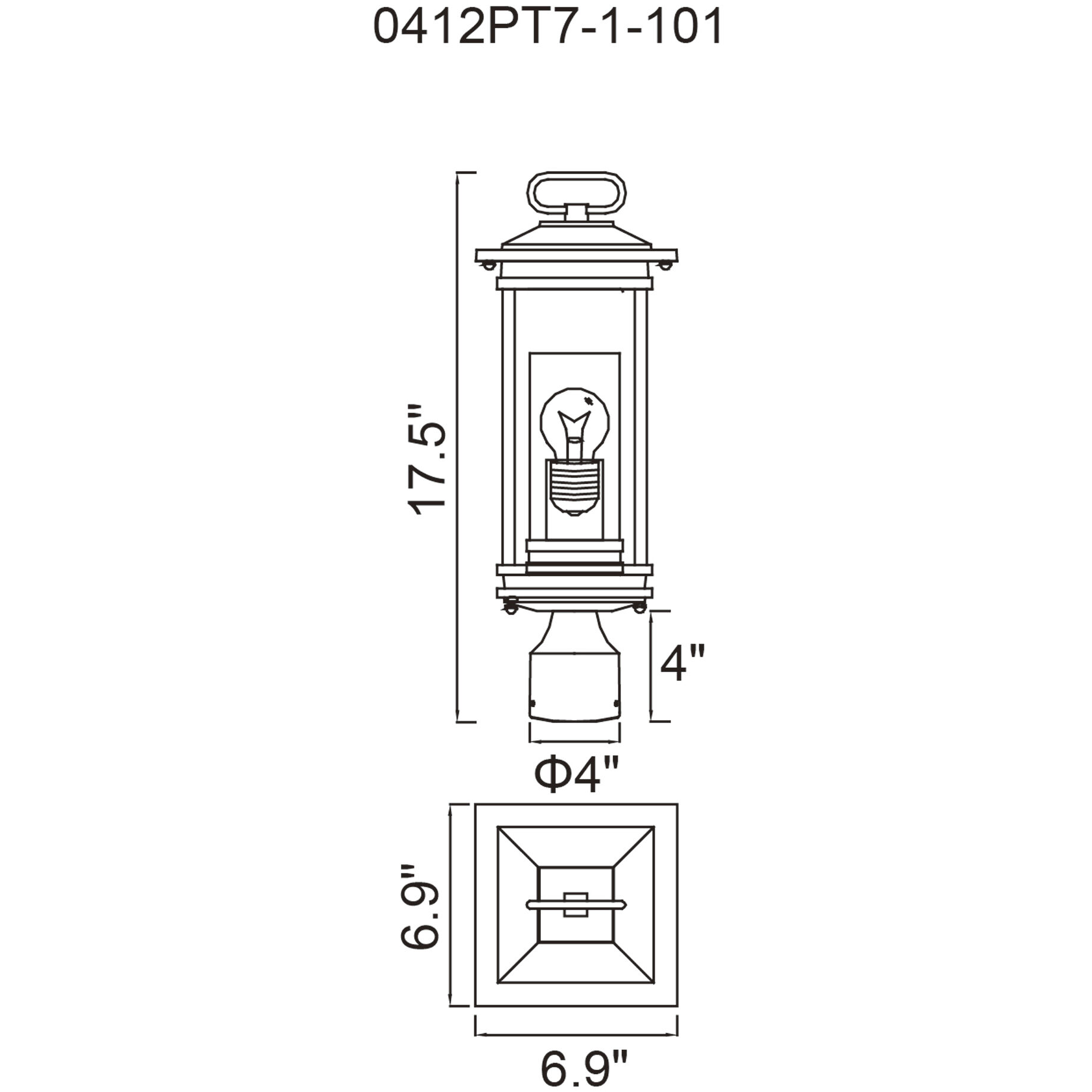 Granville 1 Light 17.5 inch Black Outdoor Lantern Head