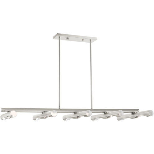 Acra 10 Light 50 inch Brushed Nickel Linear Chandelier Ceiling Light