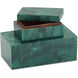 Malachite Trompe L'oeil 12 inch Green/Brass/Natural Boxes, Set of 2