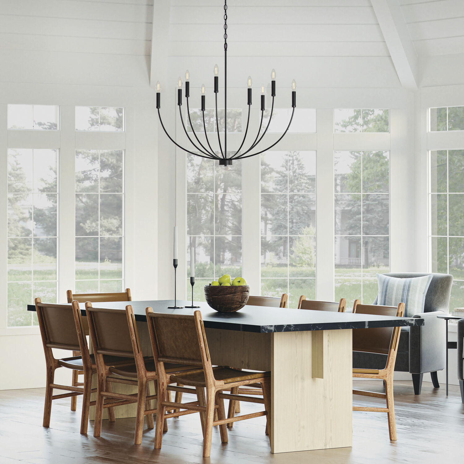 Ansley 9 Light 35.25 inch Matte Black Chandelier Ceiling Light