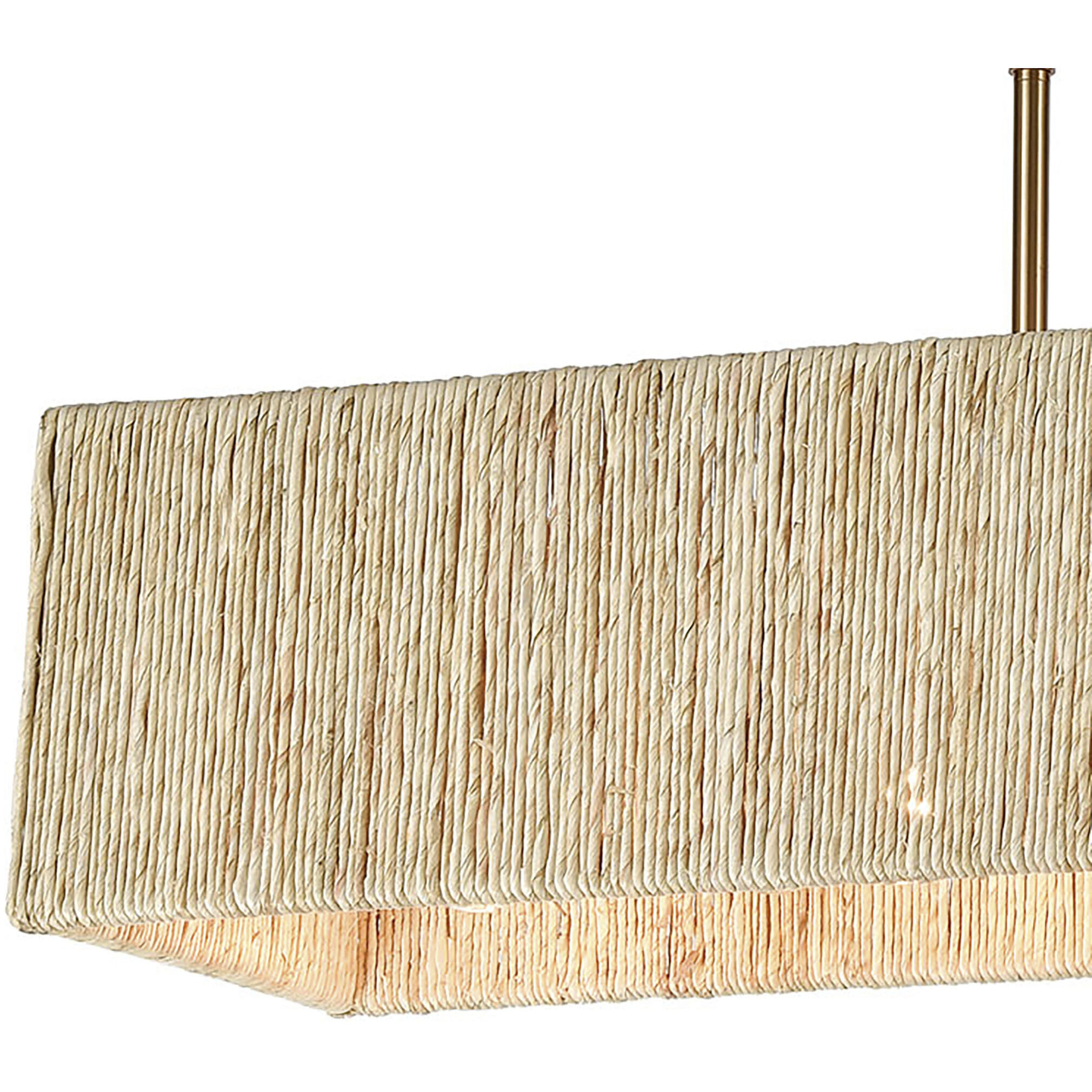 Abaca 5 Light 40 inch Satin Brass Linear Chandelier Ceiling Light