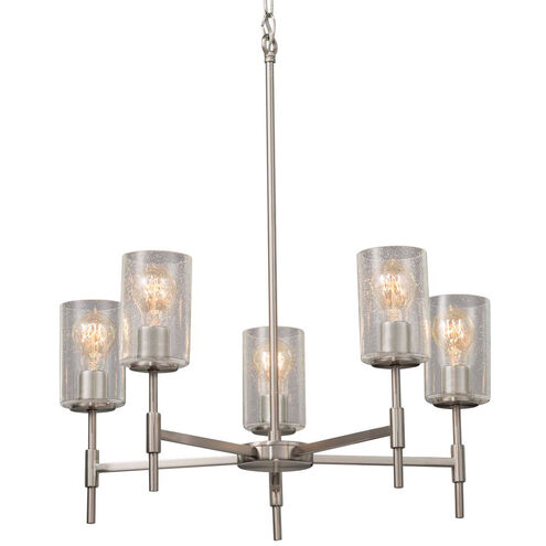 Fusion LED 24 inch Polished Chrome Chandelier Ceiling Light in 3500 Lm LED, Rectangle, Frosted Crackle