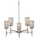 Fusion 5 Light 24 inch Polished Chrome Chandelier Ceiling Light in Oval, Incandescent, Frosted Crackle