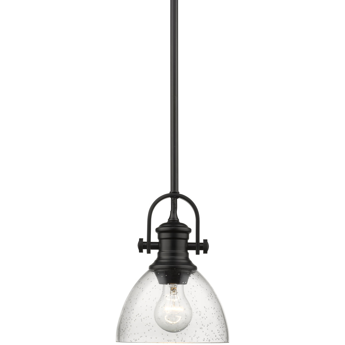 Yep Hines Pendant Ceiling Light in Matte Black, Seeded Glass