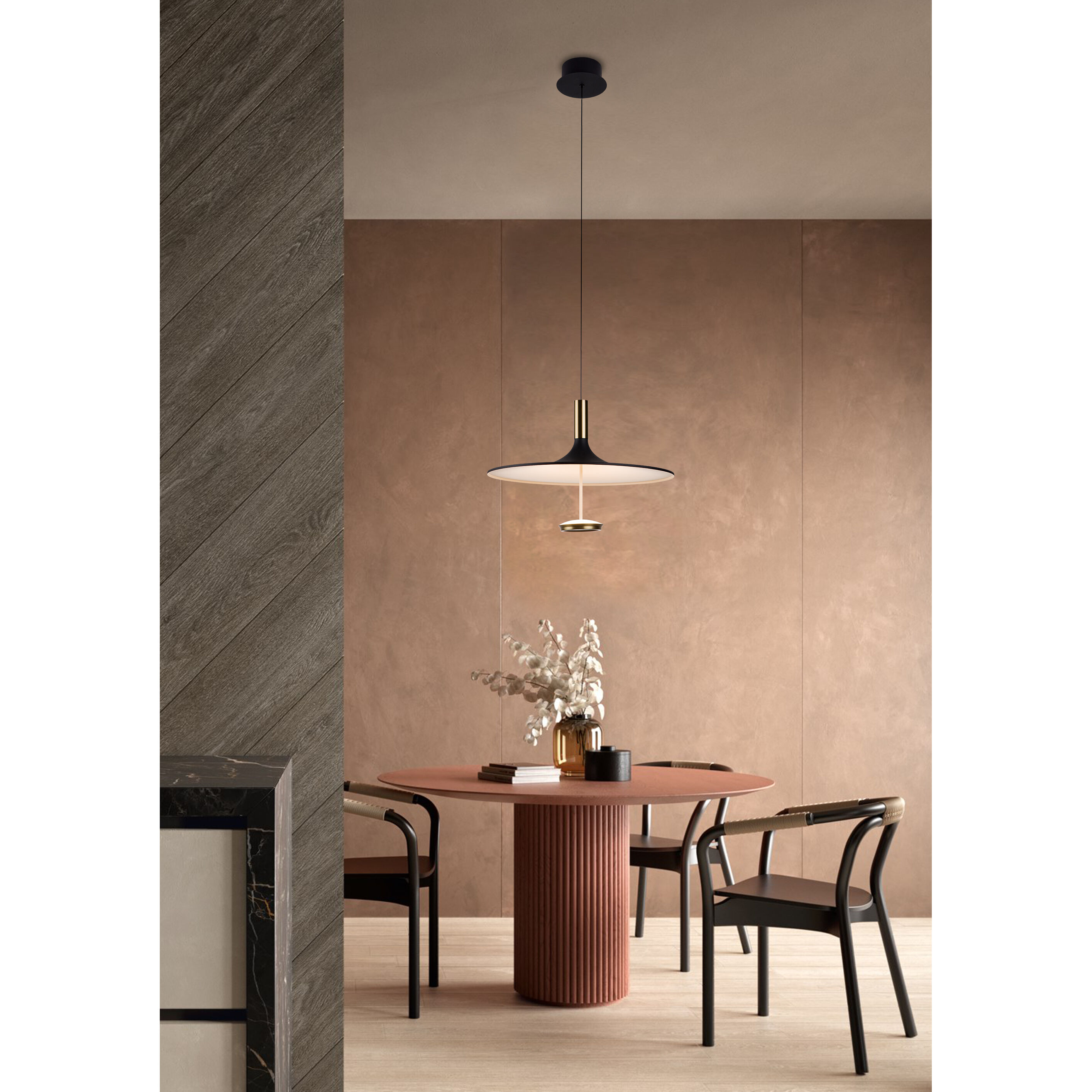 Ballet LED 20 inch Antique Brass and Onyx Black Pendant Ceiling Light