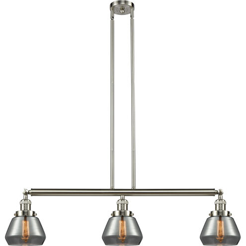 Franklin Restoration Fulton 3 Light 39 inch Brushed Satin Nickel Island Light Ceiling Light in Plated Smoke Glass, Franklin Restoration