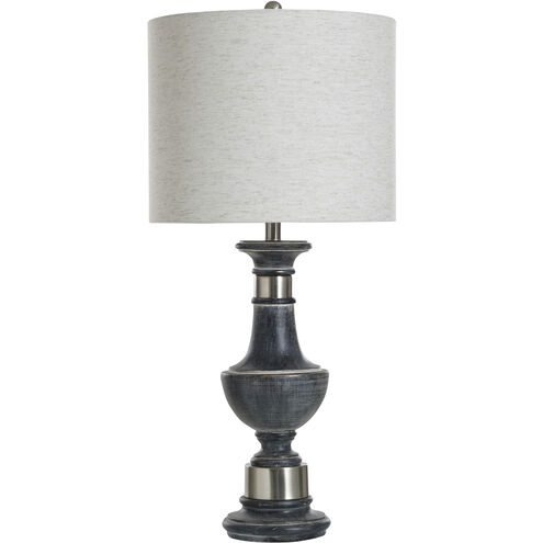 Cameron 32 inch 100.00 watt Malta Black and Silver Table Lamp Portable Light