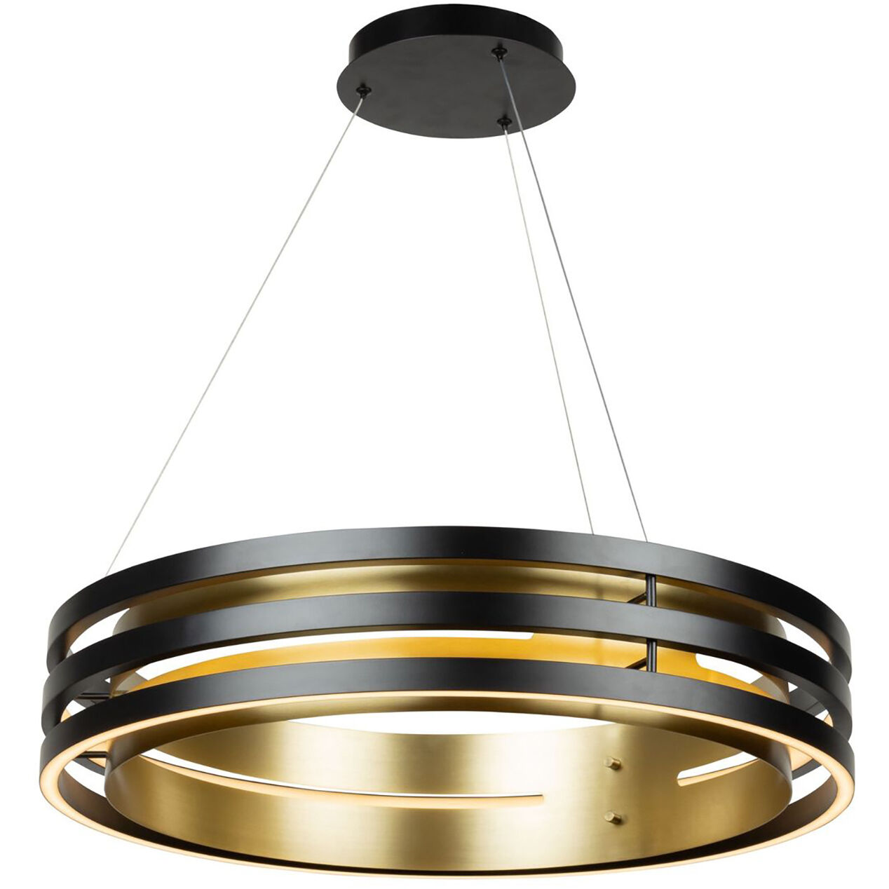 Toledo LED 25.5 inch Black and Brushed Brass Chandelier Ceiling Light